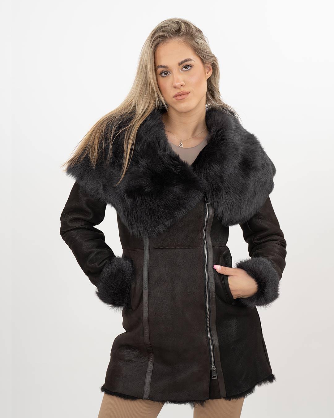 LA FORCE Ženski monton Leona, Tamnobraon