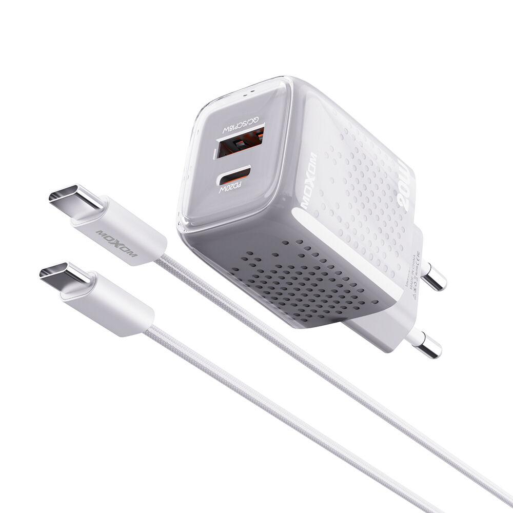 Moxom Kućni punjač MX-HC206 18W PD 20W FAST Type C na Type C, Sivi