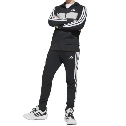 Adidas Komplet trenerka za dečake J 3S Tib Fl Ts Black/White/Gretwo, Crni