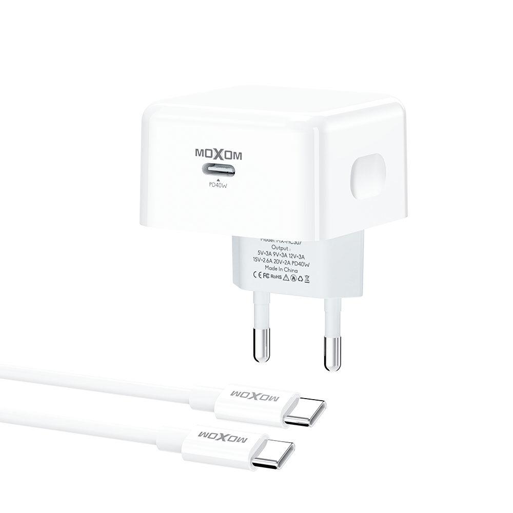 Moxom Kućni punjač MX-HC307 40W Type C na Type C, Beli