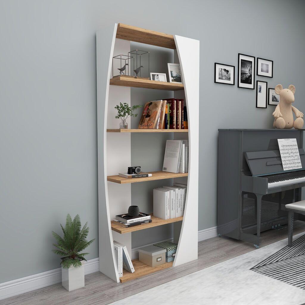 Hanah Home Selge Polica za knjige, Bela