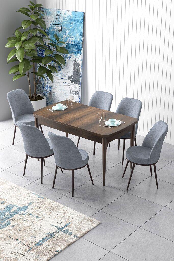 Hanah Home Set Trpezarijski sto i 6 stolica Zen, Sivo-braon