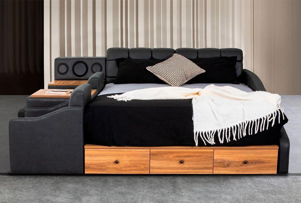 Hanah Home Osnova za krevet Nina Smart, 235 x 100 x 245 cm, Siva