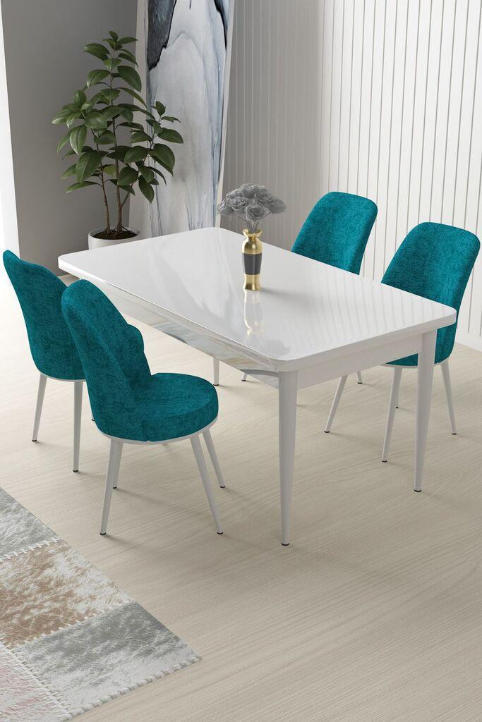 Hanah Home Set Trpezarijski sto i 4 stolice Nil, Tirkizno beli