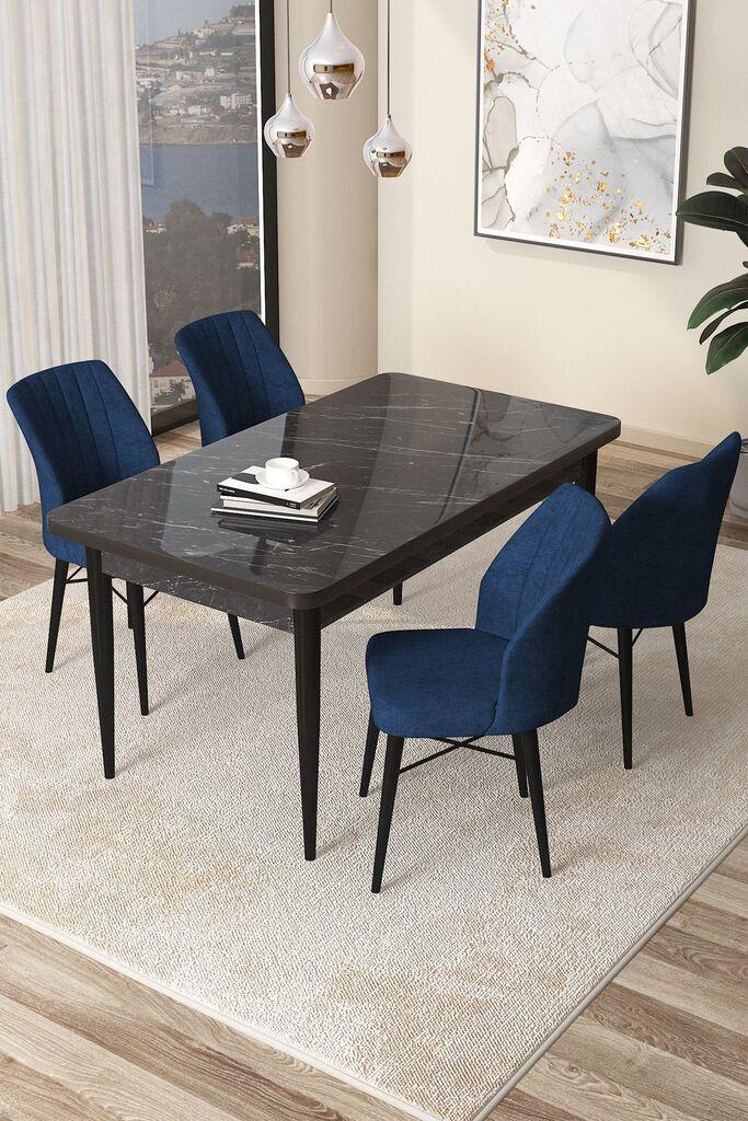 Hanah Home Set Trpezarijski sto i 4 stolice Arp, Tamnoplavi