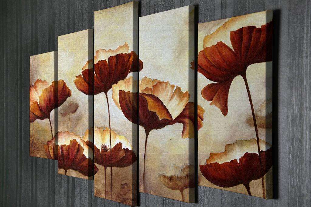 Wallity Dekorativne slike na platnu, 70x20cm, 5 komada, Šarene