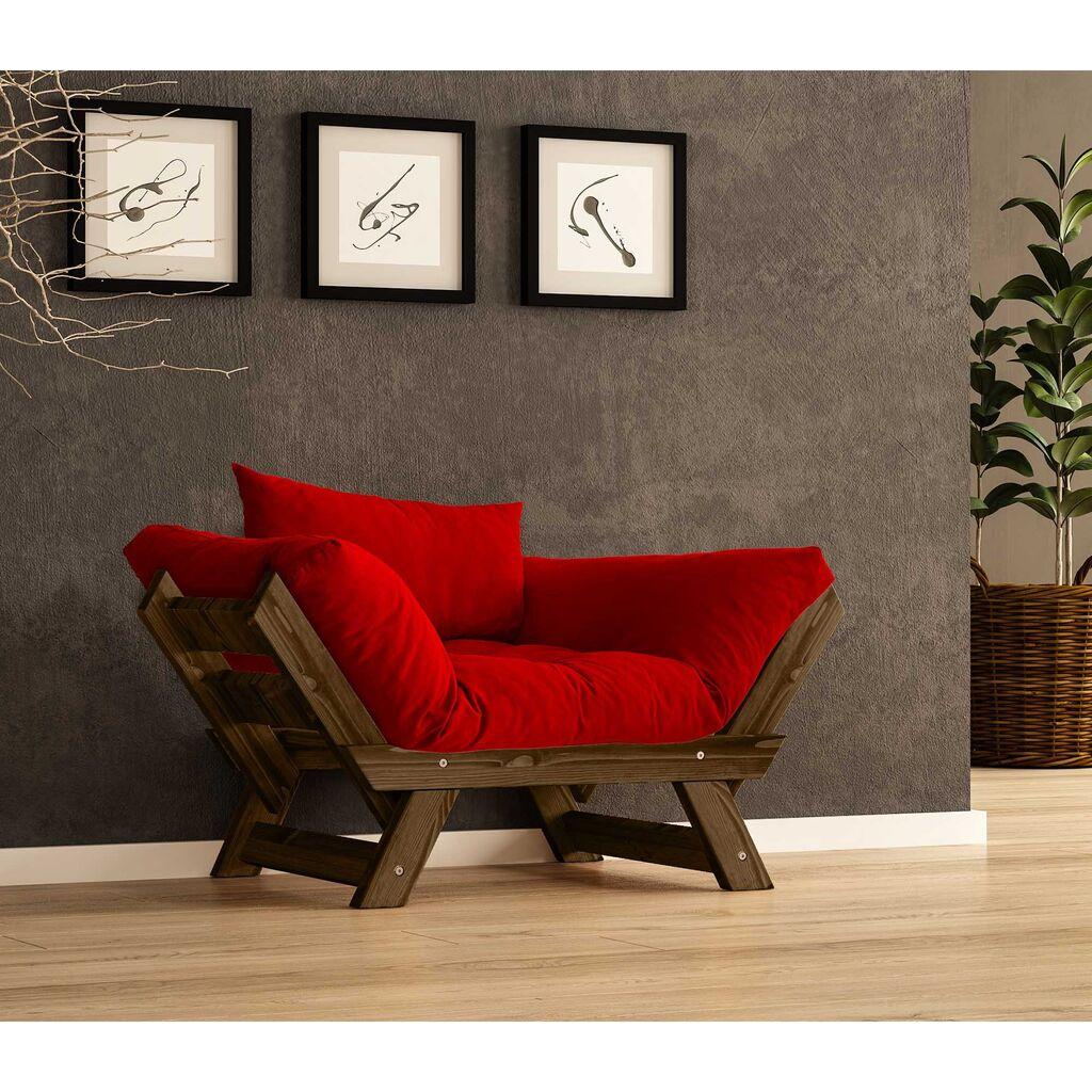 Hanah Home Baštenska sofa sa jednim sedištem i jastukom, Orah i crvena
