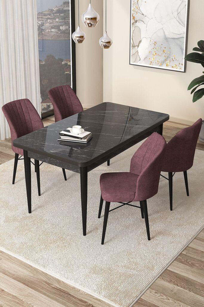 Hanah Home Set Trpezarijski sto i 4 stolice Arp, Prljavo roze