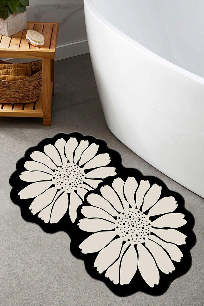 L'essentiel Maison Prostirka za kupatilo Flor Extrana, 70 x 120 cm, Crna