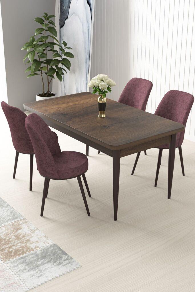 Hanah Home Set Trpezarijski sto i 4 stolice Nil, Prljavo roze