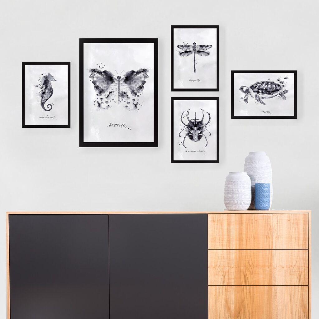 Wallity Dekorativne uramljene slika, 24x29cm, 5 komada, Šarene