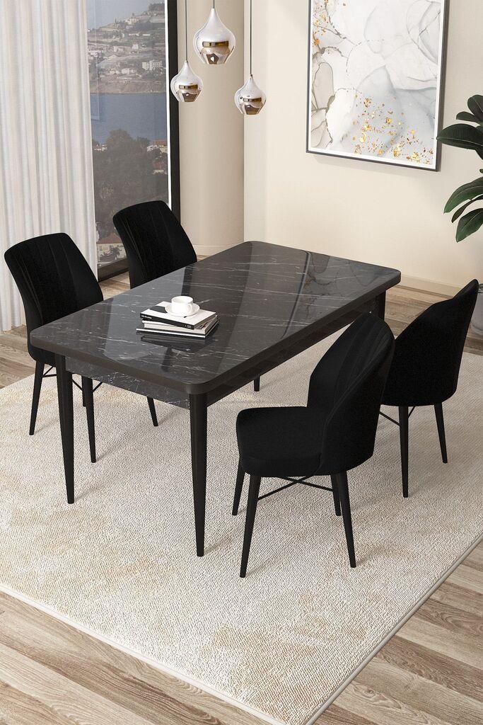Hanah Home Set Trpezarijski sto i 4 stolice Arp, Crni