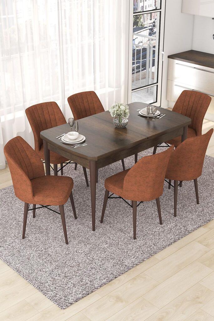 Hanah Home Set Trpezarijski sto i 6 stolica Nef, Terakota