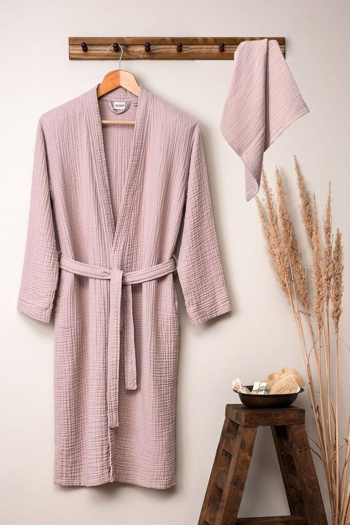L'essentiel Maison Set bademantil Kimono sa peškirom, Prljavo roze