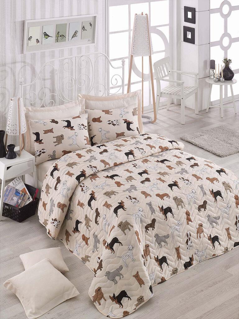 L'essentiel Maison Set pokrivača za francuski krevet, 65% pamuk, 35% poliester (navlaka), 100% vlakna (punjenje), 200 x 220 cm, Krem