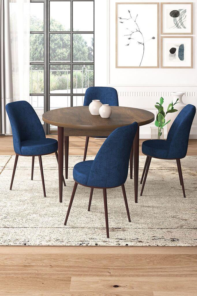 Hanah Home Set Trpezarijski sto i 4 stolice, Tamnoplavi