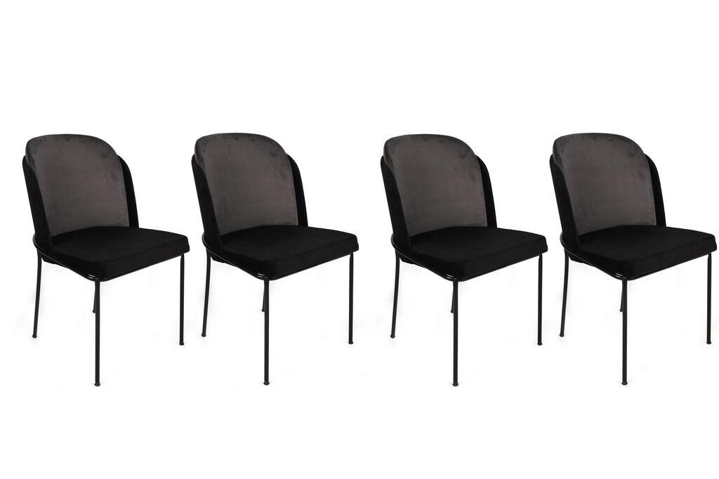 Hanah Home Set stolica Dore-150 V4, 75x62x102 cm, 4 komada, Crne