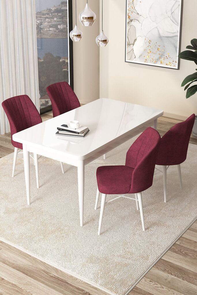 Hanah Home Set Trpezarijski sto i 4 stolice Arp, Bordo-beli