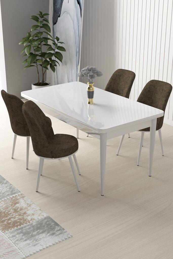 Hanah Home Set Trpezarijski sto i 4 stolice Nil, Braon-beli