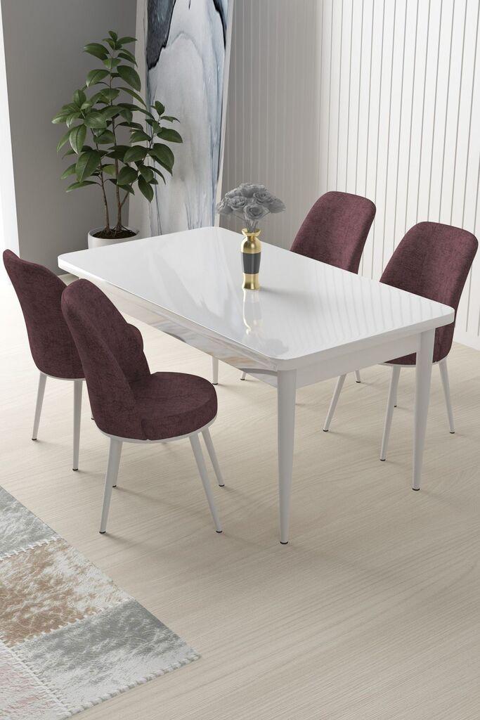 Hanah Home Set Trpezarijski sto i 4 stolice Nil, Prljavo roze