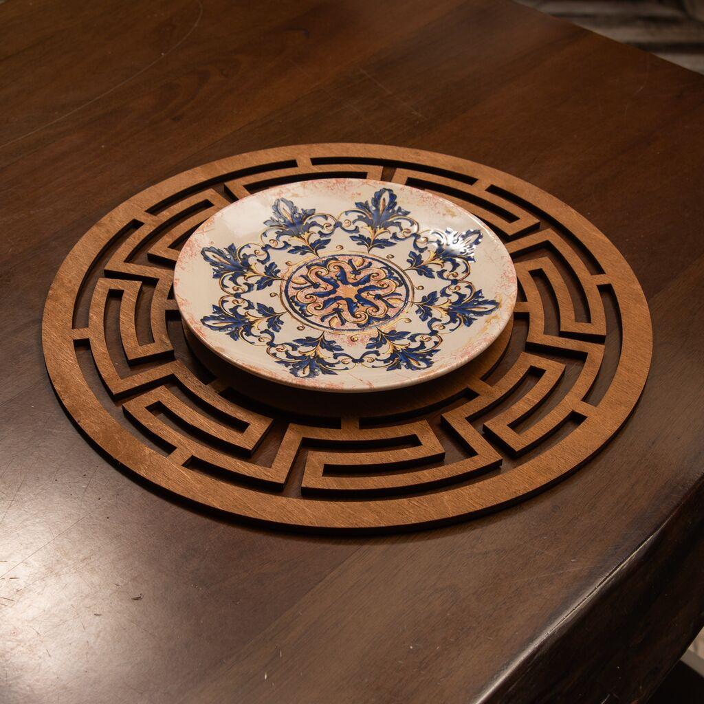 Hermia Set podmetača za sto Labyrinth, 36x36cm, Drveni, 6 komada, Smeđi