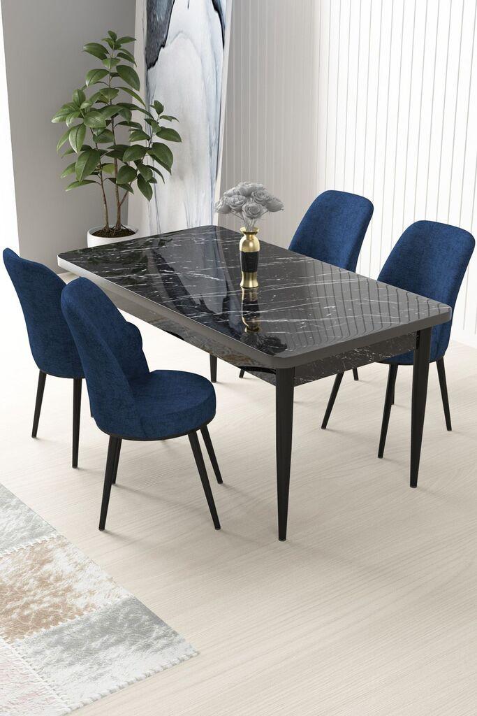 Hanah Home Set Trpezarijski sto i 4 stolice Nil, Tamnoplavi