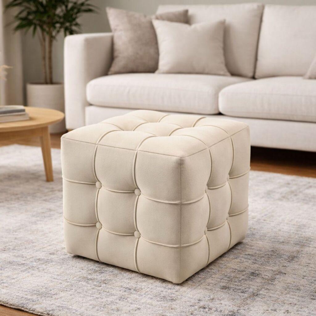 Atelier del Sofa Tabure, 42x42x42cm, Krem