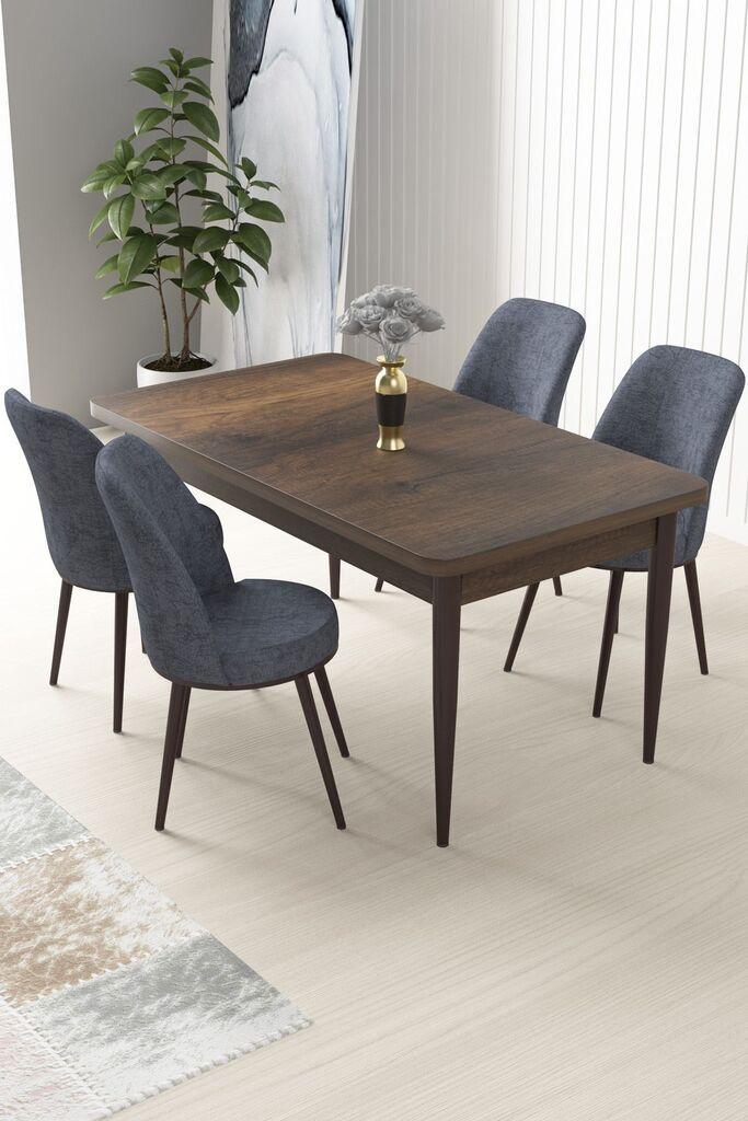Hanah Home Set Trpezarijski sto i 4 stolice Nil, Sivo-braon