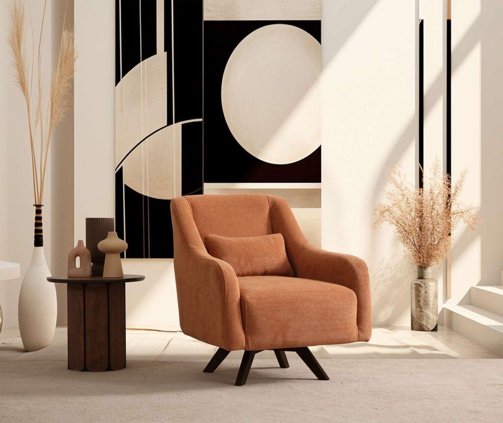 Atelier del Sofa Viličasta stolica Hera, 70x75x85 cm, Narandžasto-crna