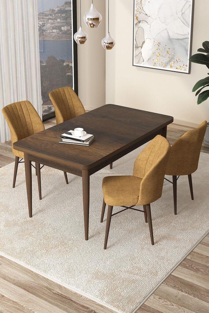 Hanah Home Set Trpezarijski sto i 4 stolice Arp, Oker-braon