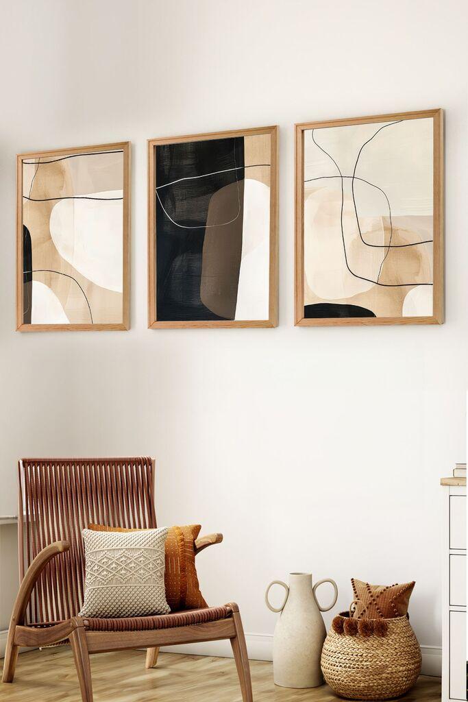 Wallity Set uramljenih MDF slika Myk3014-3, 3 Dela