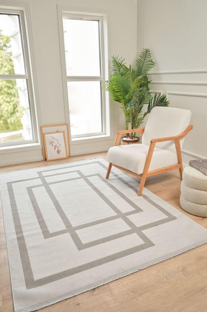 Conceptum Hypnose Tepih Moderno 3338, Pravougaoni, 80 x 150 cm, Sivo-bež