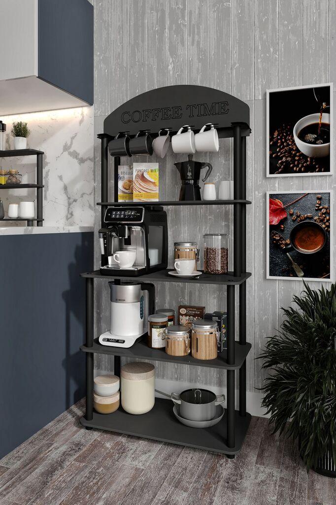 Hanah Home Polica za kafu Time, 34x69x140 cm,  Crna