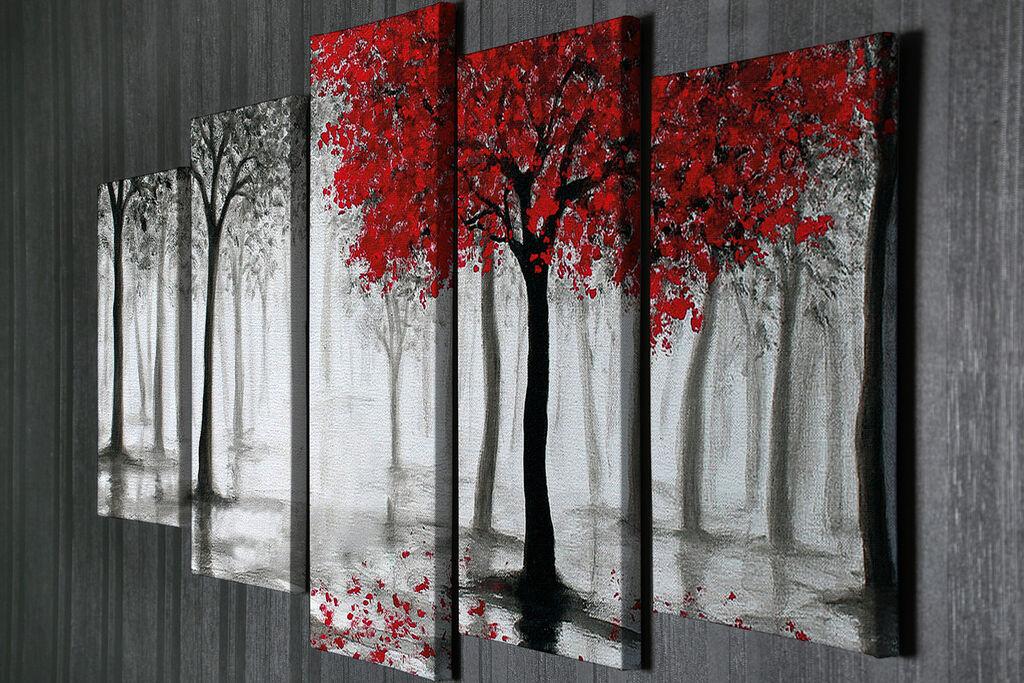 Wallity Dekorativne slike na platnu, 70x20cm, 5 komada, Šarene