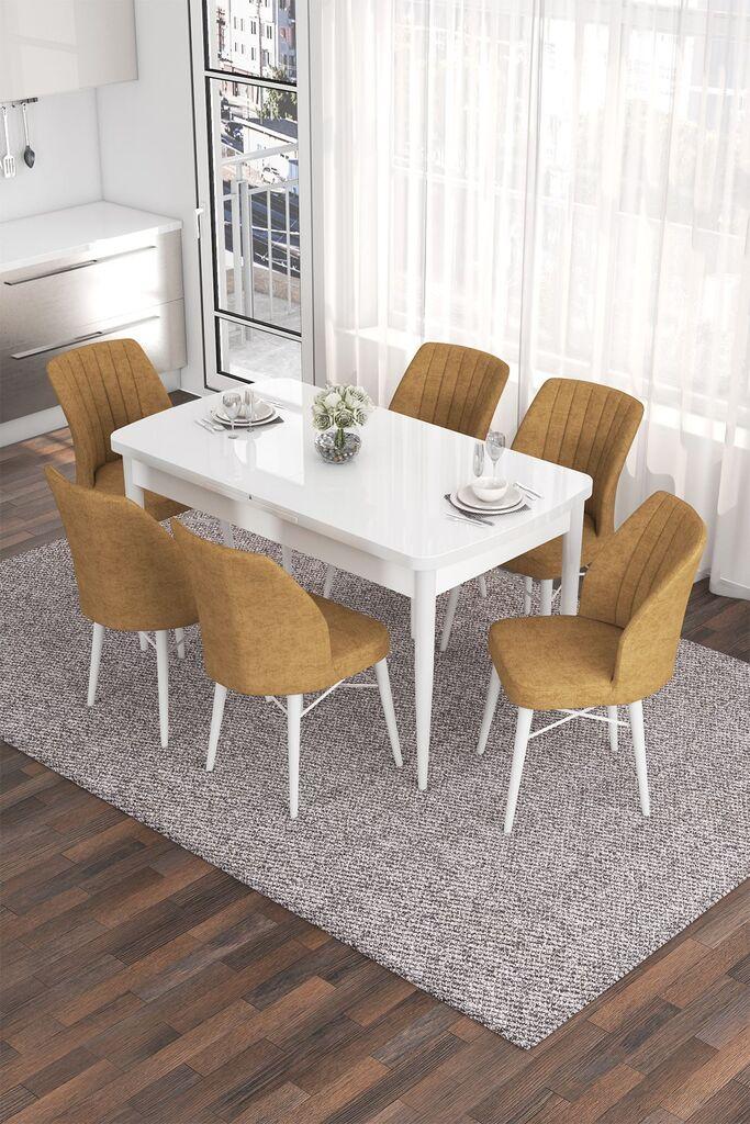 Hanah Home Set Trpezarijski sto i 6 stolica Eva, Okr-beli
