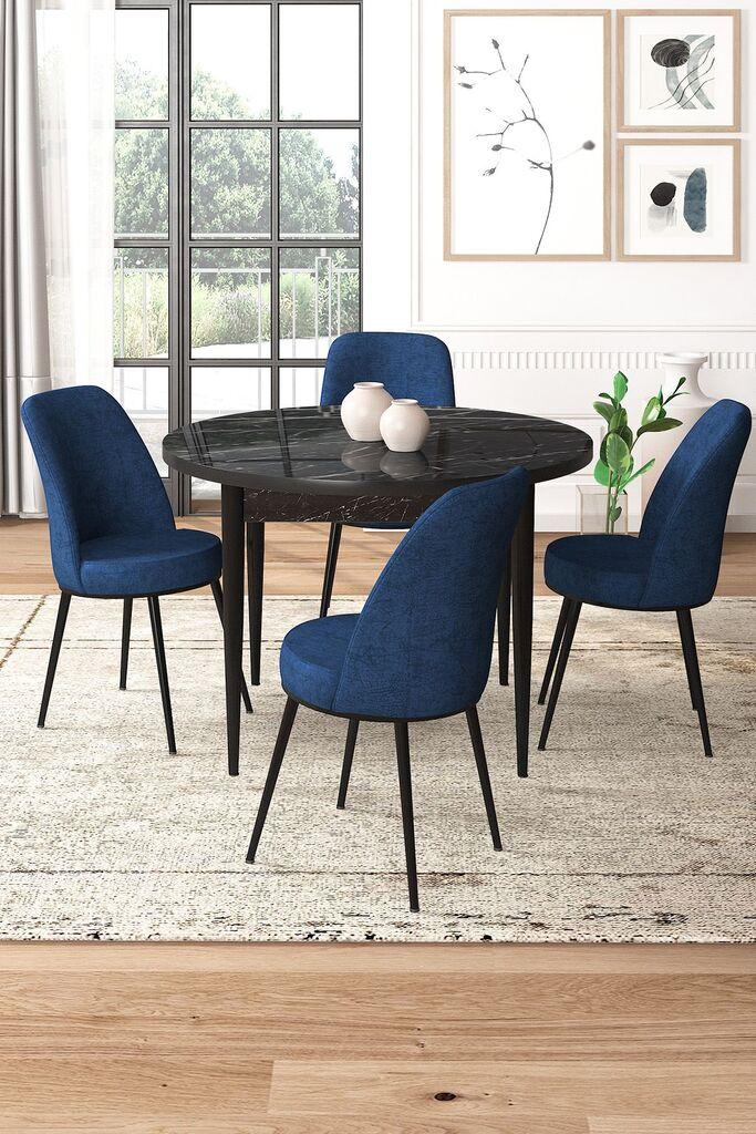 Hanah Home Set Trpezarijski sto i 4 stolice, Tamnoplavi