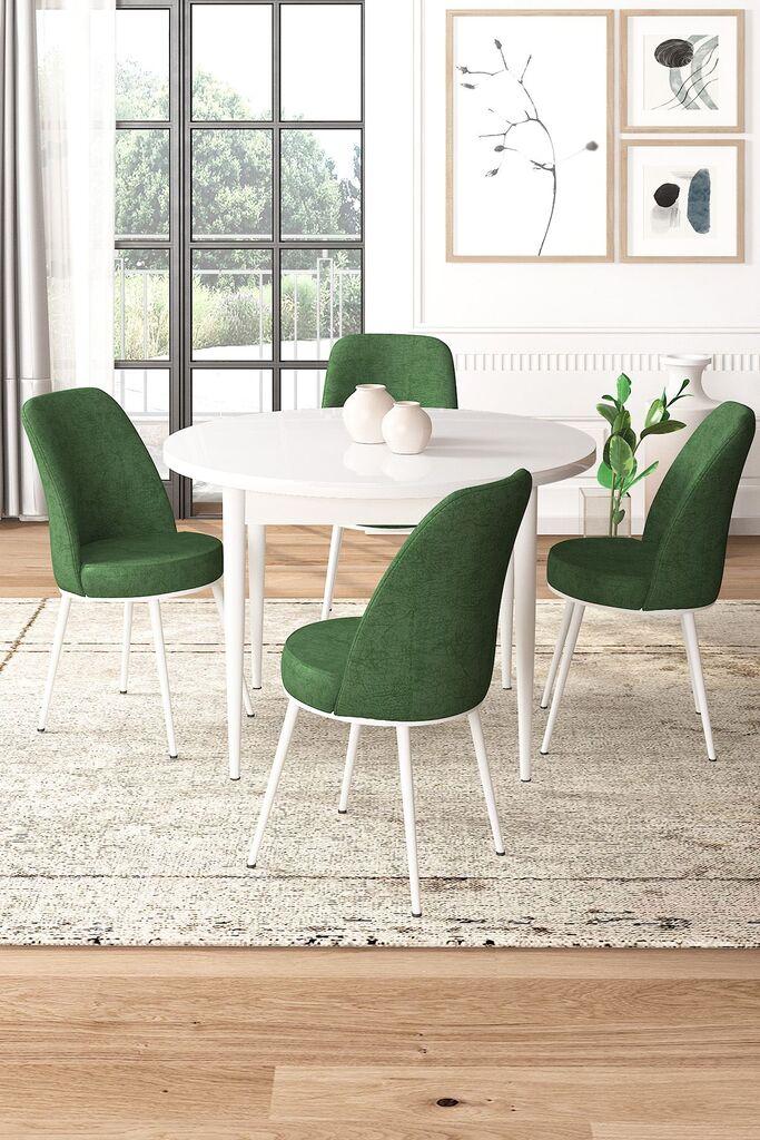 Hanah Home Set Trpezarijski sto i 4 stolice, Zeleno-beli