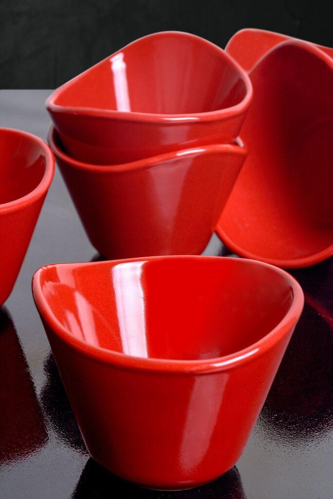 Hermia Set keramičkih činija, 6 komada, Crveni