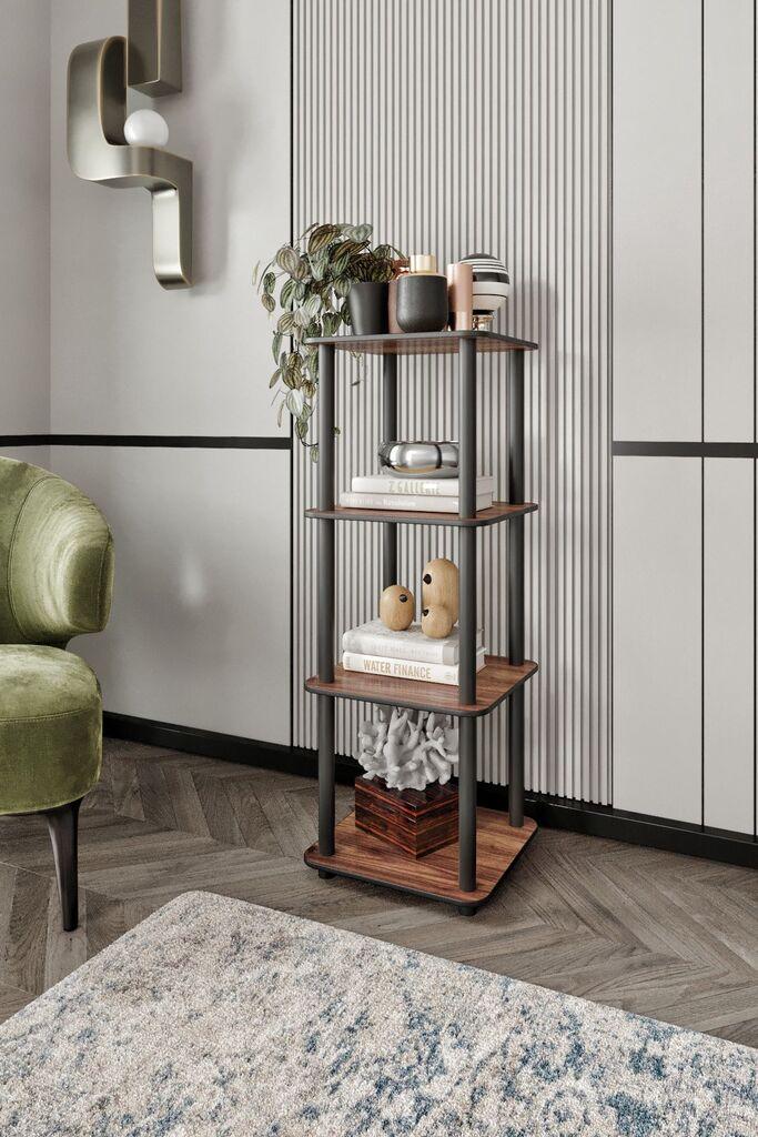 Hanah Home Polica za knjige Bookcase 4 Tiers Square, Orah