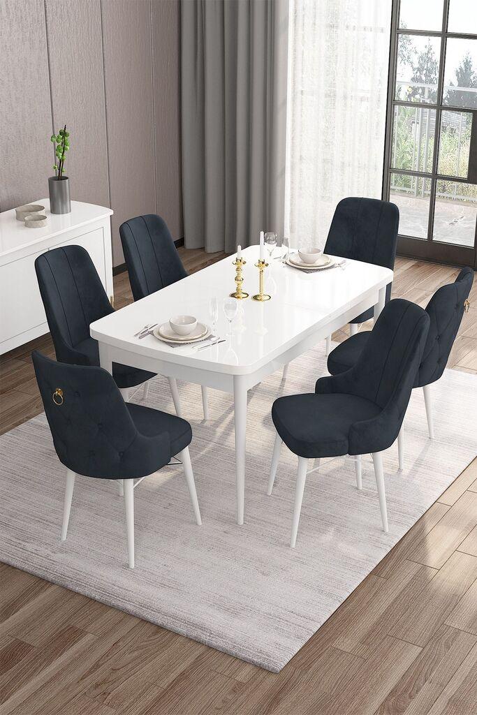Hanah Home Set Trpezarijski sto i 6 stolica Are, Antracit-beli