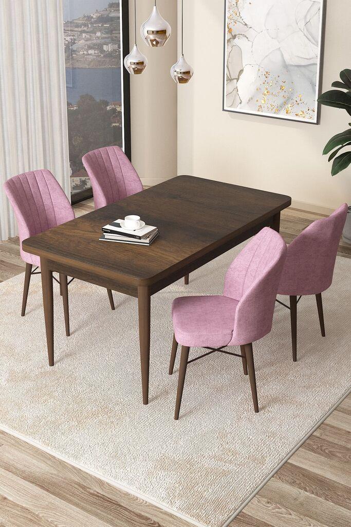 Hanah Home Set Trpezarijski sto i 4 stolice Arp, Braon-roze