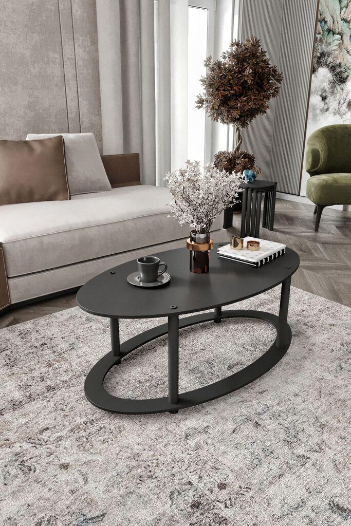 Hanah Home Klub sto Hole Ellipse, 60x40x38 cm, Crni