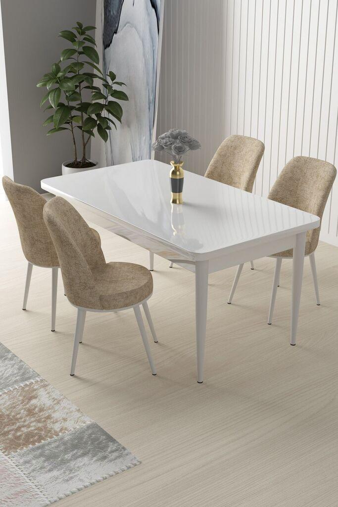Hanah Home Set Trpezarijski sto i 4 stolice Nil, Krem-beli