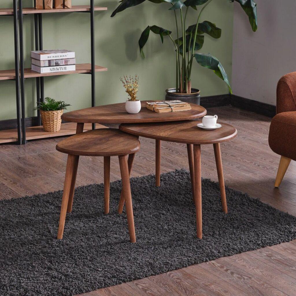 Hanah Home Set klub stolova Alvin, 3 komada, Boja oraha