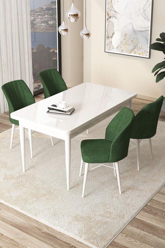Hanah Home Set Trpezarijski sto i 4 stolice Arp, Zeleno-beli