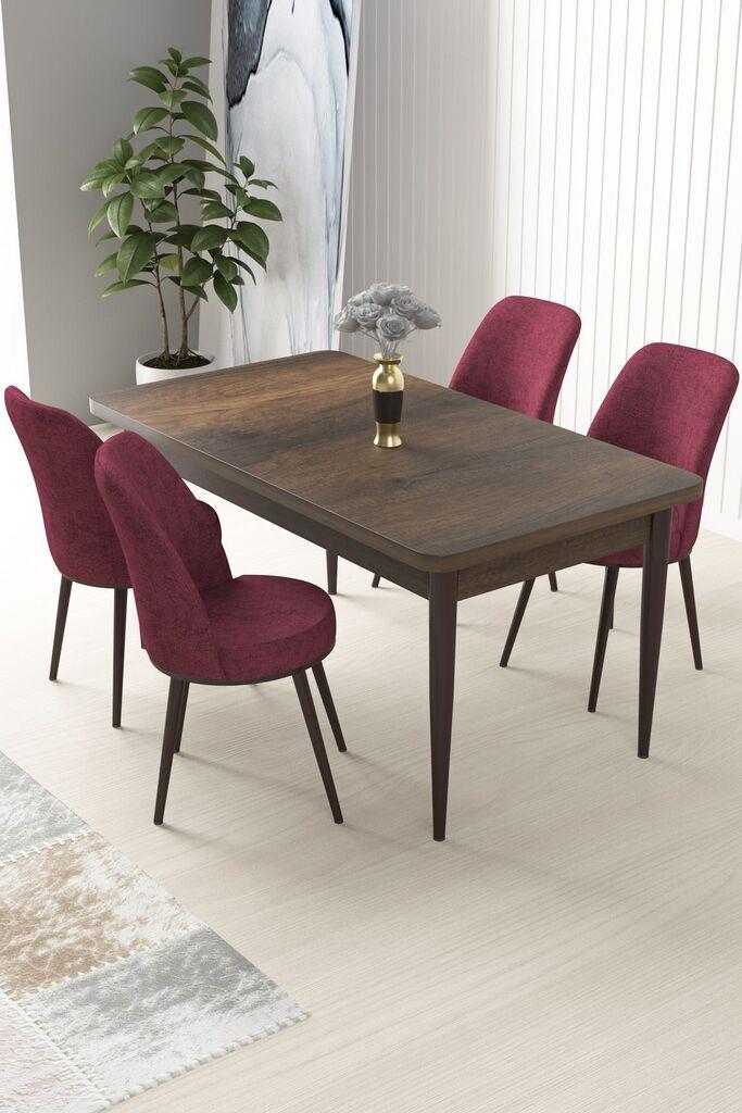 Hanah Home Set Trpezarijski sto i 4 stolice Nil, Bordo-braon