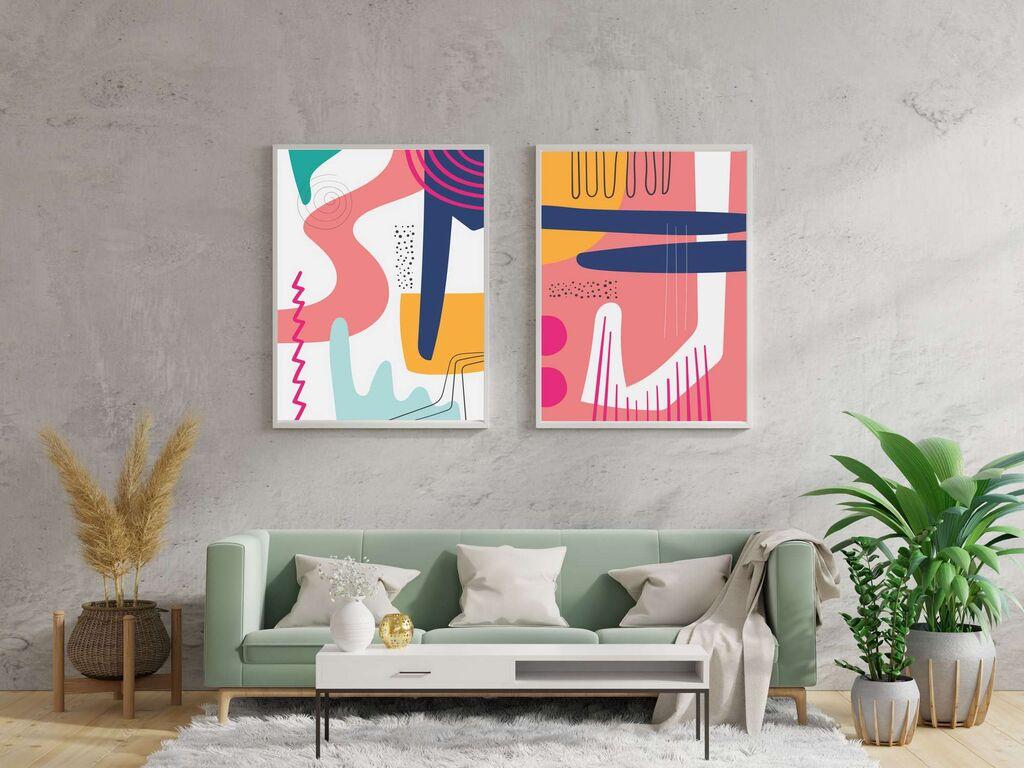 Wallity Dekorativne uramljene slike, 50x70cm, 2 komada, Šarene