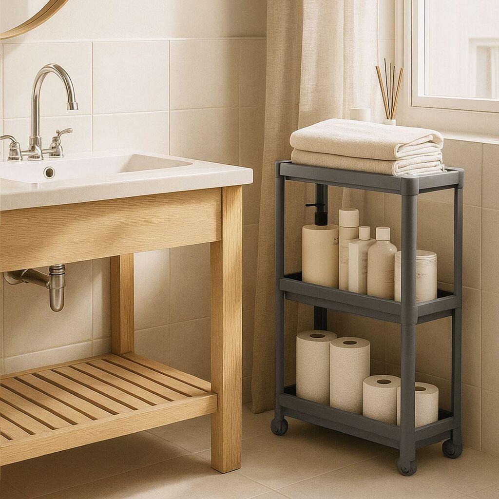 Aberto Design Plastična višenamenska polica, 54x18x102cm, Sivi