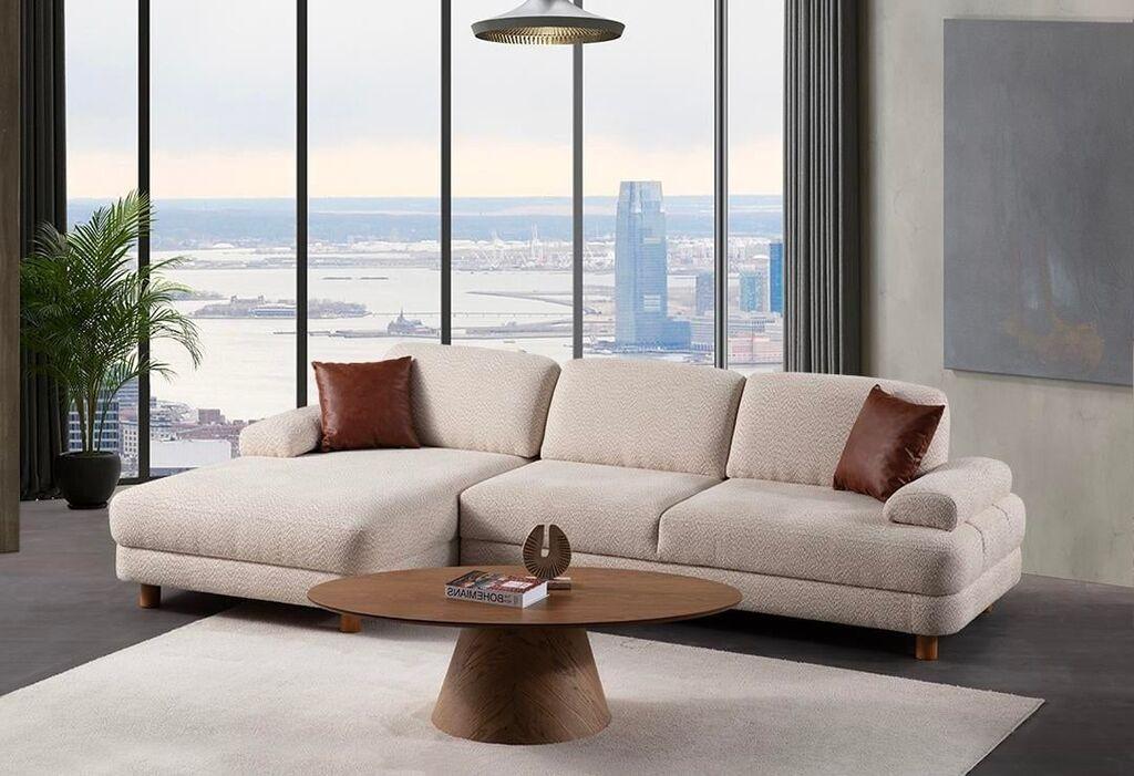Atelier del Sofa Ugaona garnitura na razvlačenje Nice, 165x75x315 cm, Krem