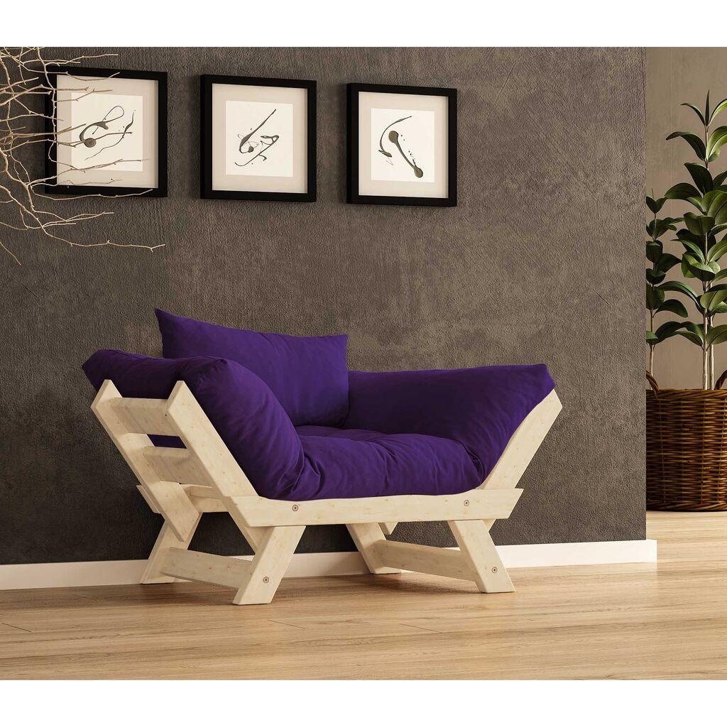 Hanah Home Baštenska sofa sa jednim sedištem i jastukom, Naturalna i ljubičasta